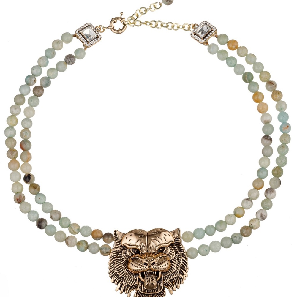 Asal Amazonite Tiger Statement Beaded Necklace - Picture 2 of 6